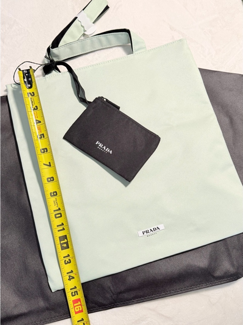 Prada Pale Green Tote with Black Pouch NWT - Picture 3 of 4